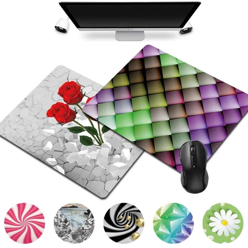 

Portable Durable Mousepad Waterproof Smooth Gaming Mouse Mat PU Leather 3D Pattern Print Series Home Office Computer Mouse Pad
