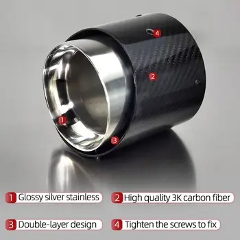 適用於新款 2021 2022 年 Mini Copper F60 JCW Countryman 模型車的 1 件裝高品質黑色碳纖維 95mm 進氣排氣尾嘴 6 最佳銷售 假排氣管 - №6