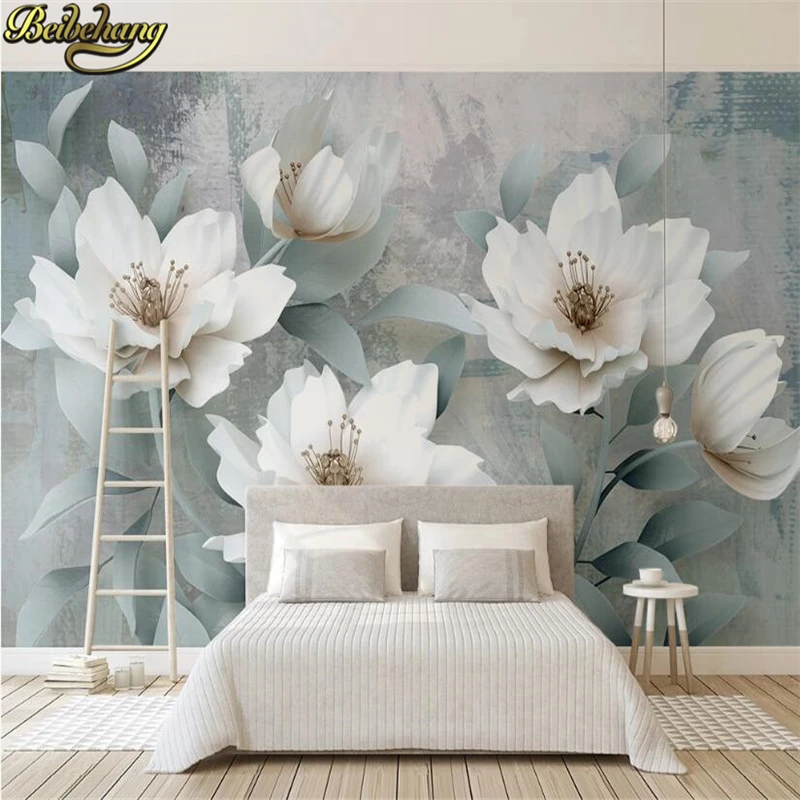 beibehang custom 3D Mural Modern Luxury Creative Wallpaper TV Backdrop Embossed flowers Wall Paper living room decoration 3D art