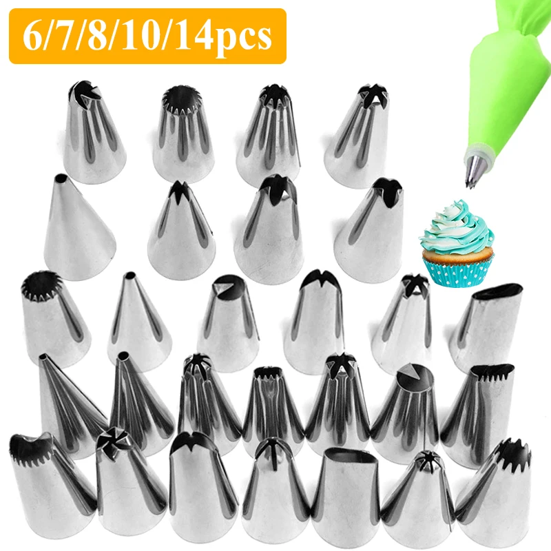 

6-14PCS Silicone Cake Decorating Tools Kitchen Baking Accessories Piping Bag Spuitzak Sacca A Poche Pasticceria Form for Baking