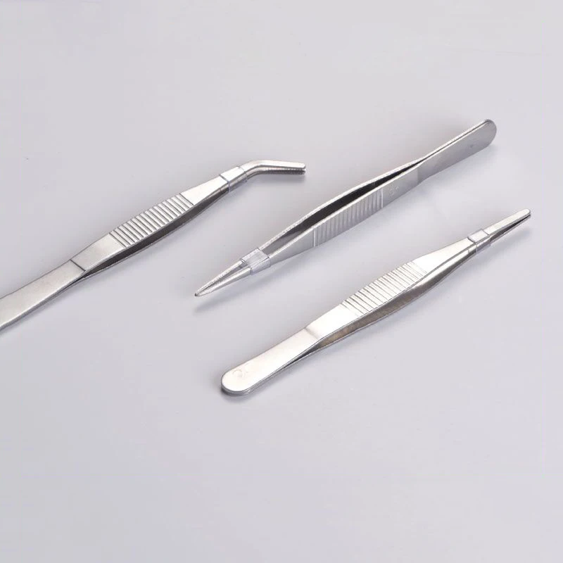 Stainless Steel Tweezers Laboratory Auxiliary Tweezer Straight Surgical Forceps 12.5cm Extraction Excipients Home Handy Tool