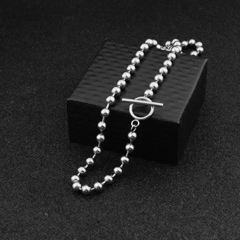 50cm Bead Chain Necklace Stainless Steel Necklaces For Women Men Accessories OT Buckle Fashion Jewelry 2021 Trend Couple Gift