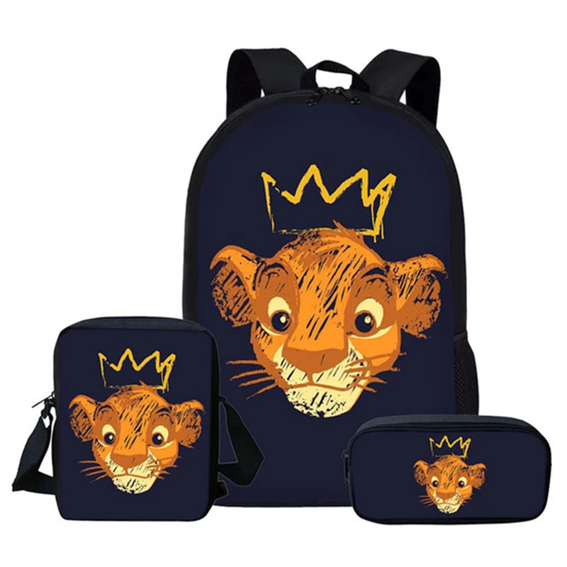 3Pcs/Set León de dibujos animados Anime niños mochilas bolsas los estudiantes de la escuela bolso para chica adolescente niños chico Mochila viaje Mochila