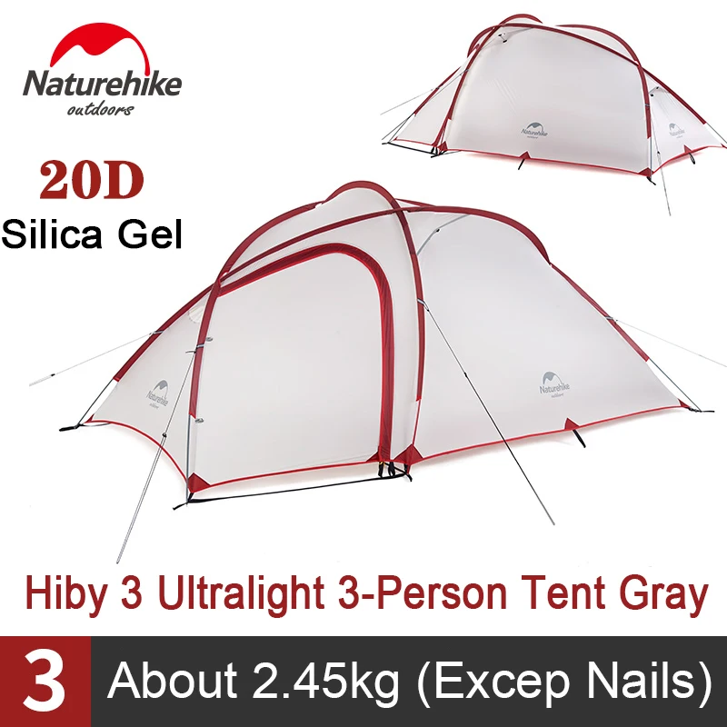 Imagem -02 - Naturehike Tenda de Acampamento Hiby Barraca de Camping Ultraleve para e Pessoas Uso ao ar Livre Viagem para Família Temporadas 20d à Prova Dágua e Portátil