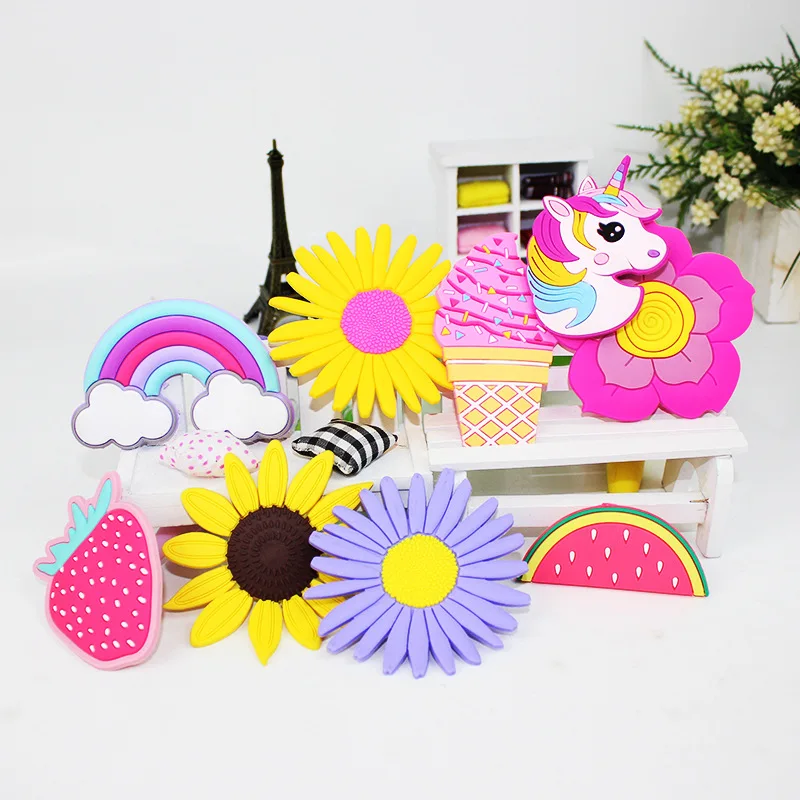 24PCS Students Use Ball Pen PVC Soft Glue Sunflower Pen To Cartoon Fruit Creative Stationery Pens for Writing