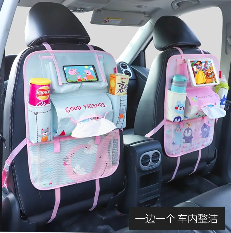 Cartoon Car Seat Back Organizer 3rd Generation Car Organizer with Phone and Pad Bag Stowing Tidying Car Kids Toy Organizer