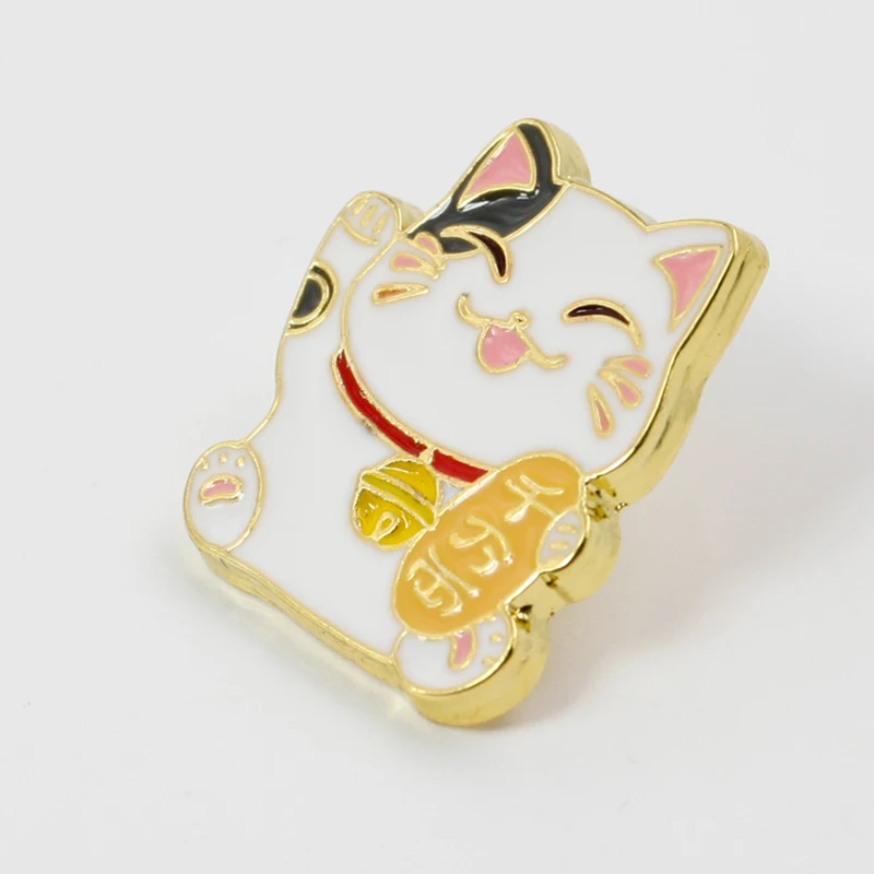 Lucky Mew Maneki Neko Lucky Cat Brooch Pins Enamel Metal Badges Lapel Pin Brooches Jackets Jeans Fashion Jewelry Accessories