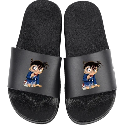 Sandalias de baño antideslizantes para hombres y mujeres, zapatos de Anime con estuche cerrado, Detective Conan, Kawaii, Cosplay, Zapatillas de casa para interiores de verano
