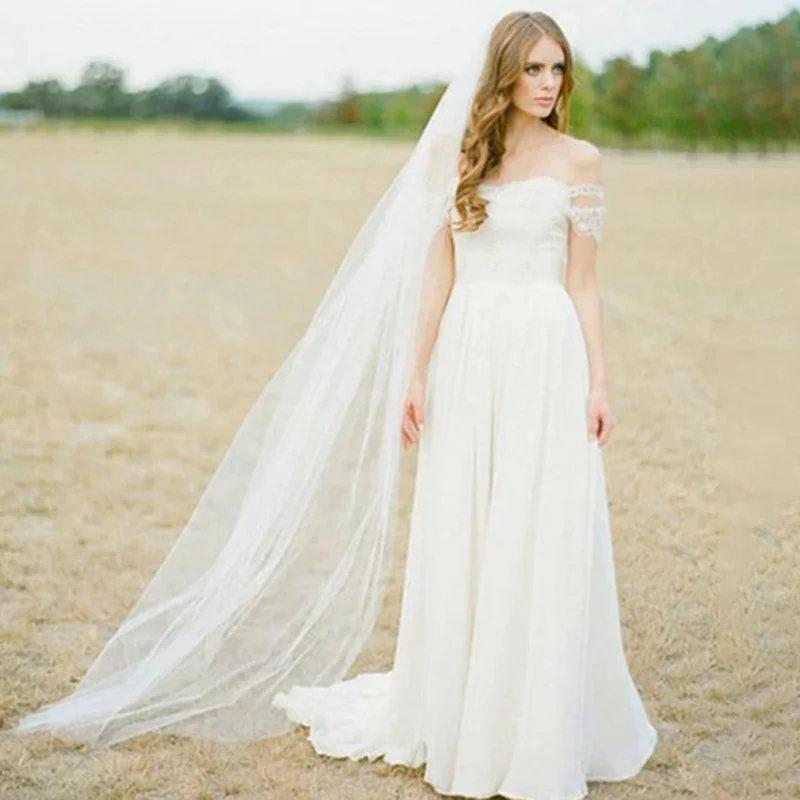 Voile de Valse Blanc à Bord Découpé pour Patients, Long, Une Couche, avec Peigne, Vintage, ixde Mariage, 2023