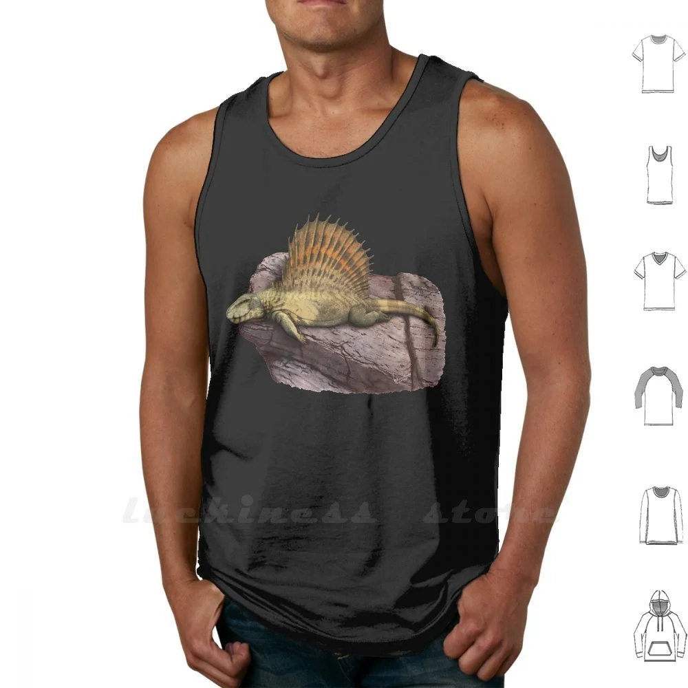 Dimetrodon Tank Top Vest Sleeveless Men Women Cotton Dimetrodon Prehistoric Animal Reptile Nature Paleoart Sciart Scientific