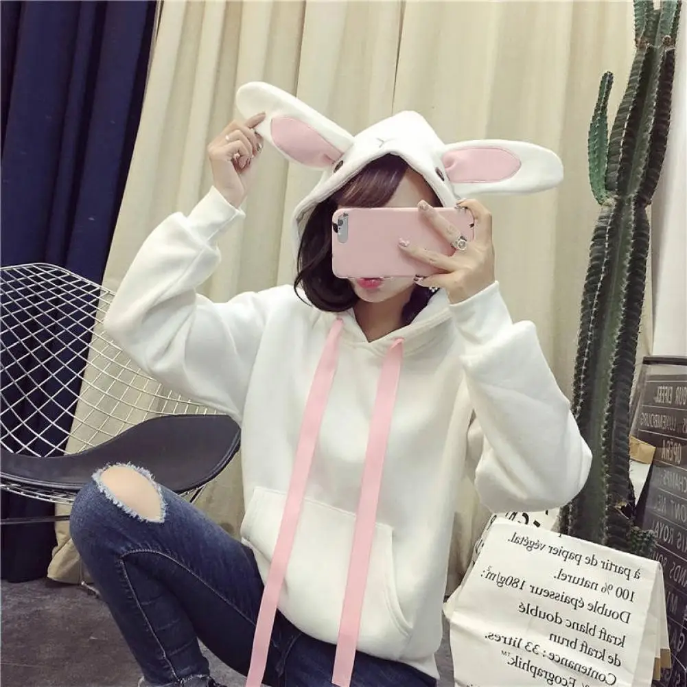 Long Sleeve Comfortable Rabbit Ear Decor Sweatershirt for Daily Life