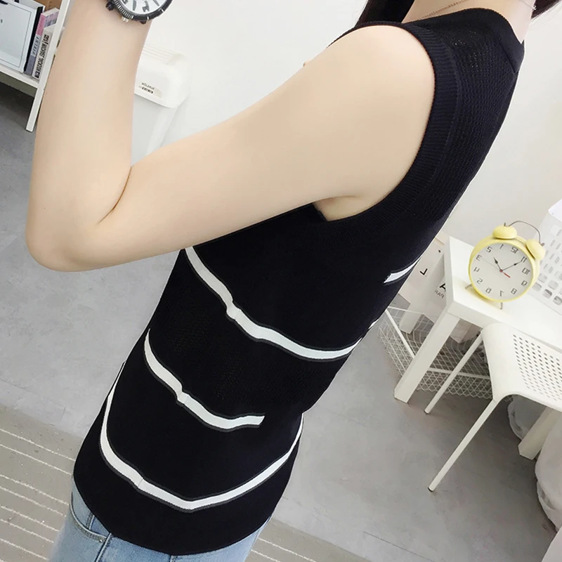 shintimes Hollow Out Womens Tank Tops Summer Loose Thin Knitted Vest Sexy Top Sleeveless Patchwork Casual Pullover Woman Clothes