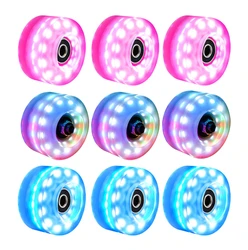 4Pcs Luminous LED Quad Roller Skate Wheels 58MM 82A Flash Wheels for Roller Skates Skateboards With BankRoll Bearings Installed