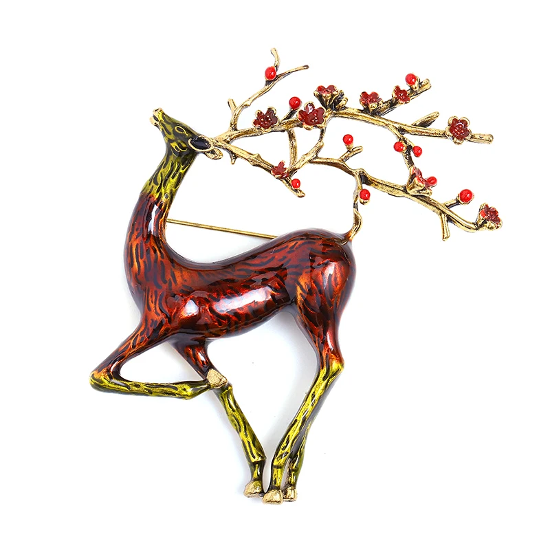 Morkopela Elk Moose Animal Brooch Pin Vintage Brooches and Pins Jewelry Metal Big Broach Accessories For Women