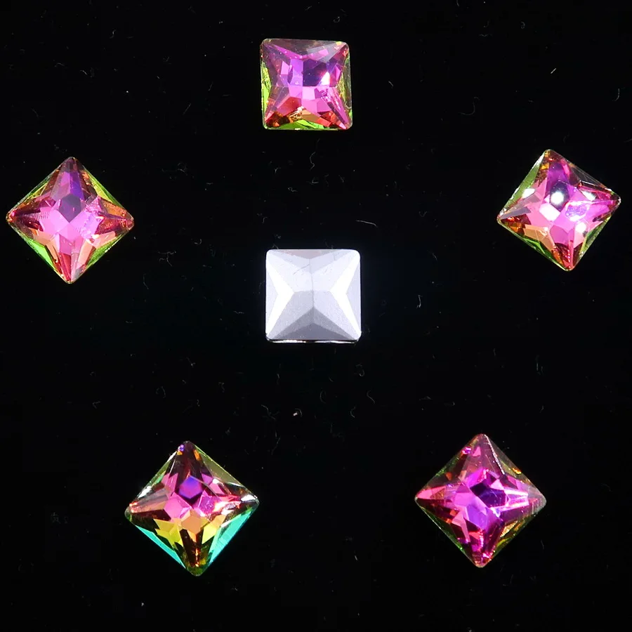 Glaskristall 4*15mm Schlanke Navette-Form Regenbogen & Jelly Candy AB Farben Spitze Rückseite zum Aufkleben Strass-Perlen Applikation DIY Verzierung – Detail 8