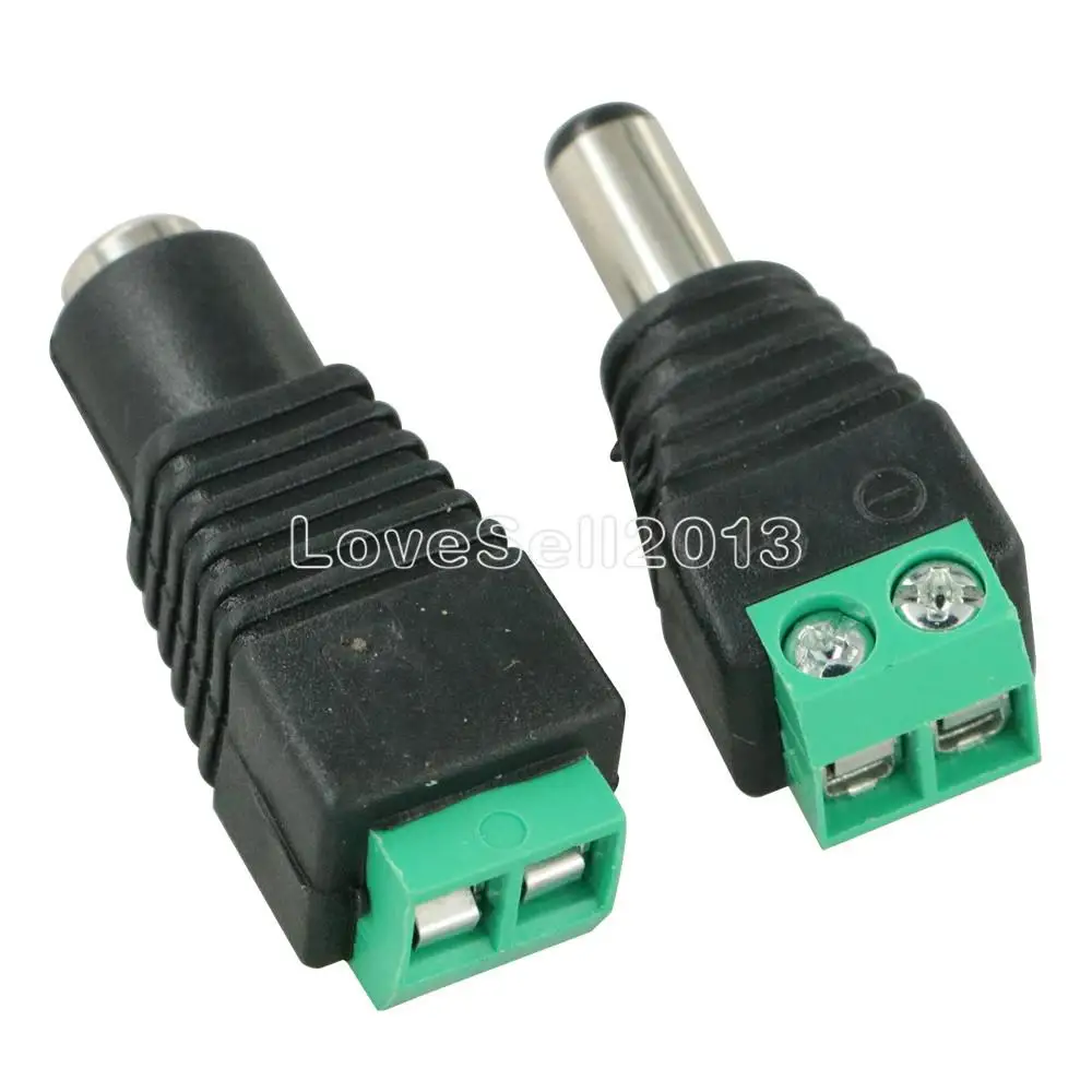 2Pairs 4Pcs Male Female 5 Male + 5 Female 2.1x5.5mm DC Power Plug Jack Adapter Connector for CCTV Camera