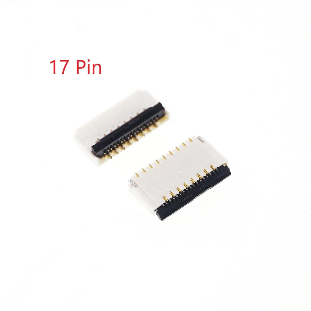 100 Pcs FPC Connector 17 Pin 0.3 mm Pitch 0.9 mm Height Back Flip Type Dual Sided Top and Bottom Right Angle SMT PCB FH35C-17S