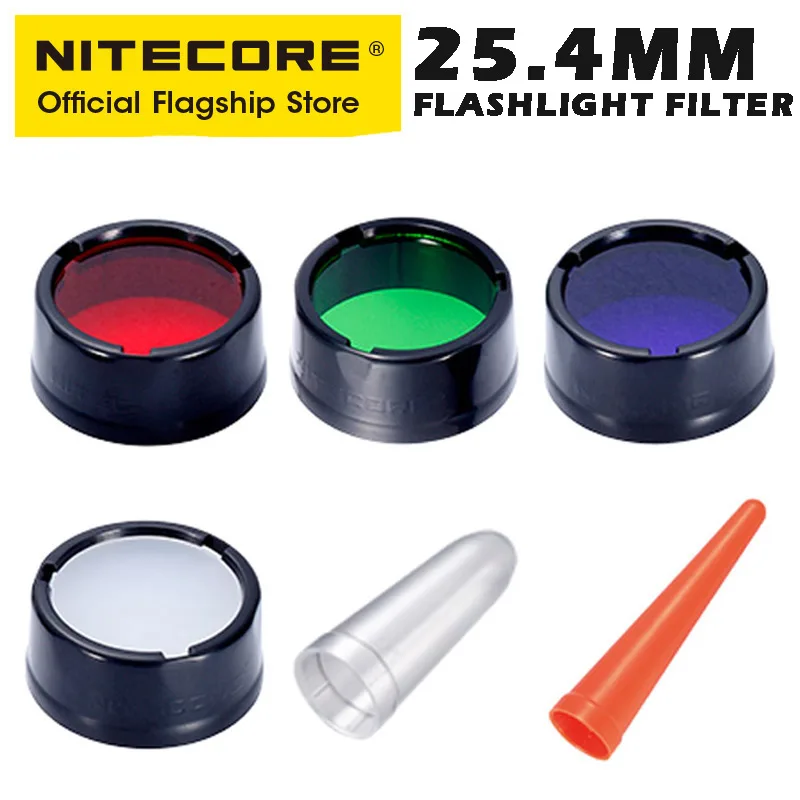 NITECORE 25.4mm Flashlight Filter Red Blue Green,Diffuser Traffic Wand NFR25 NFB25 NFG25 NFD25 for P10I P10ix EC23 MH12S MH12 V2