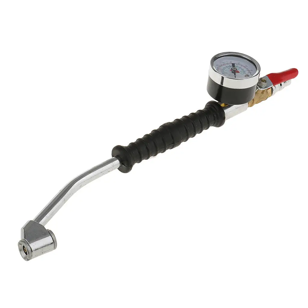 0-220 PSI Air Tyre Pressure Inflator Gauge Valved Compressor for Car Van Bike Tire Maximum pressure 220PSI Durable Rubber handle