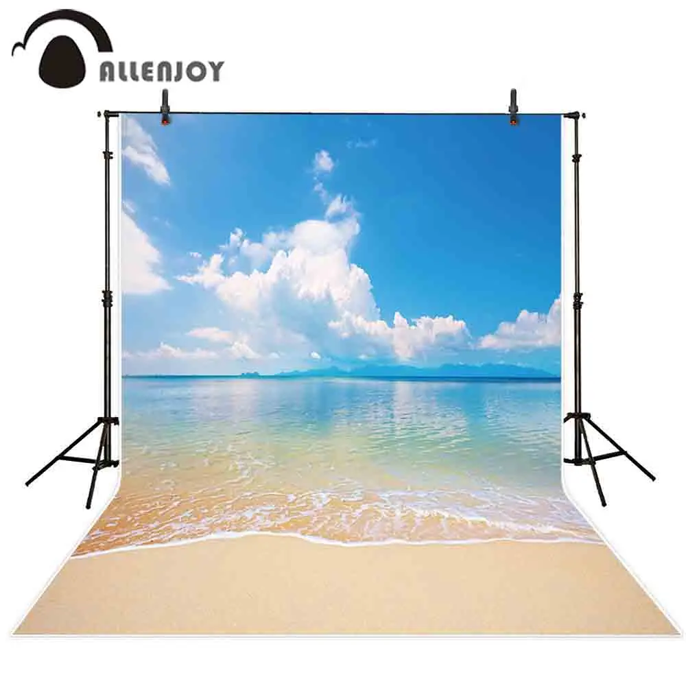 Allenjoy photophone background Summer beach sky sand sea ocean clouds natural scenery photography backdrops photocall photobooth