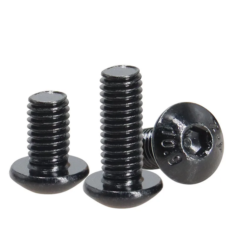 10/50pcs Hex Screw M2 M2.5 M3 M4 M5 M6 M8 M10 Stainless Steel Black Grade 10.9 ISO7380 A2-70 Hexagon Socket Round Head Screws