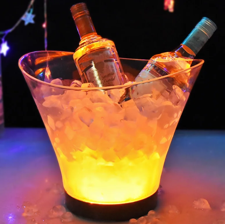 6.5L Waterproof ABS LED Ice Bucket 7 Color LED Champagne Bowl KTV Bars Nightclubs LED Light Up Beer Bucket Bars Night Party