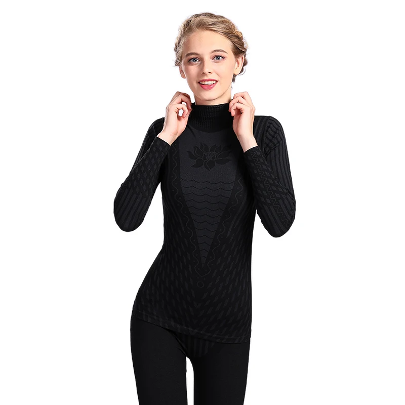 2024 New Fashion Printed Striped Women\'s Thermal Underwear Set Winter Turtleneck Cotton Long Johns Women thermo Clothing Pajamas