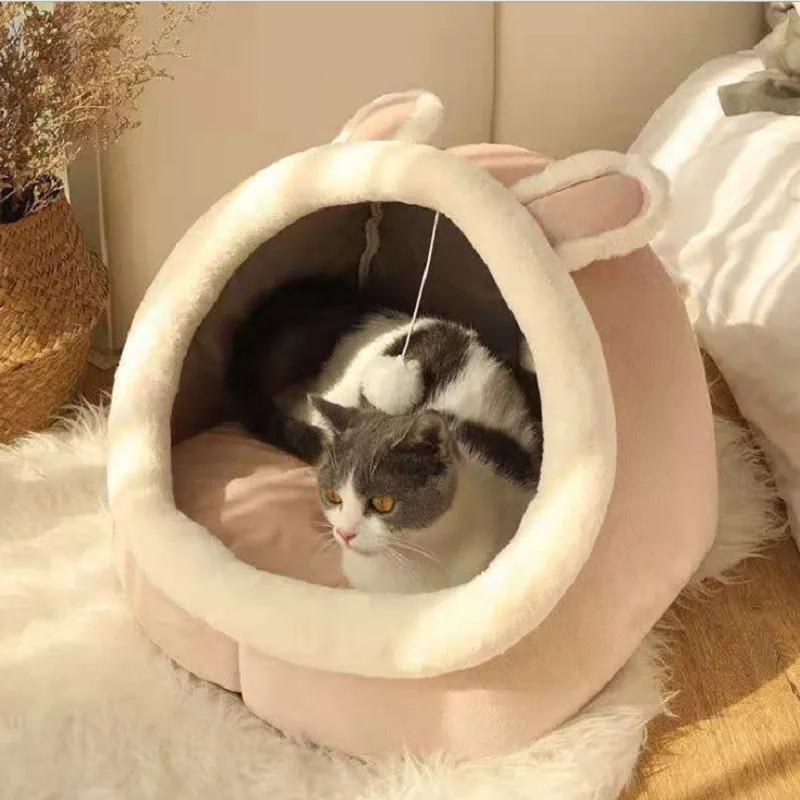 Warm Soft Cat Bed Winter Warm House Cave Pet Dog Soft Nest Kennel Kitten Bed House sacco a pelo per cani di piccola taglia media forniture