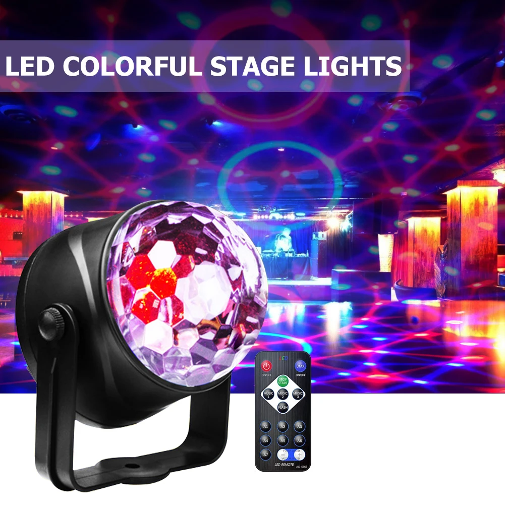 

Sound Activated Rotating Disco Ball DJ Party Lights LED Stage Lights for Christmas Wedding Sound Party Strobe Lights