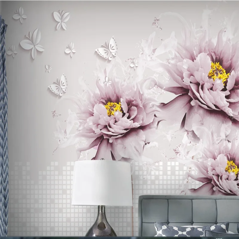 

wellyu Customized wallpaper 3d stereo floral background peony flower new Chinese decorative painting simple abstract wallpaper