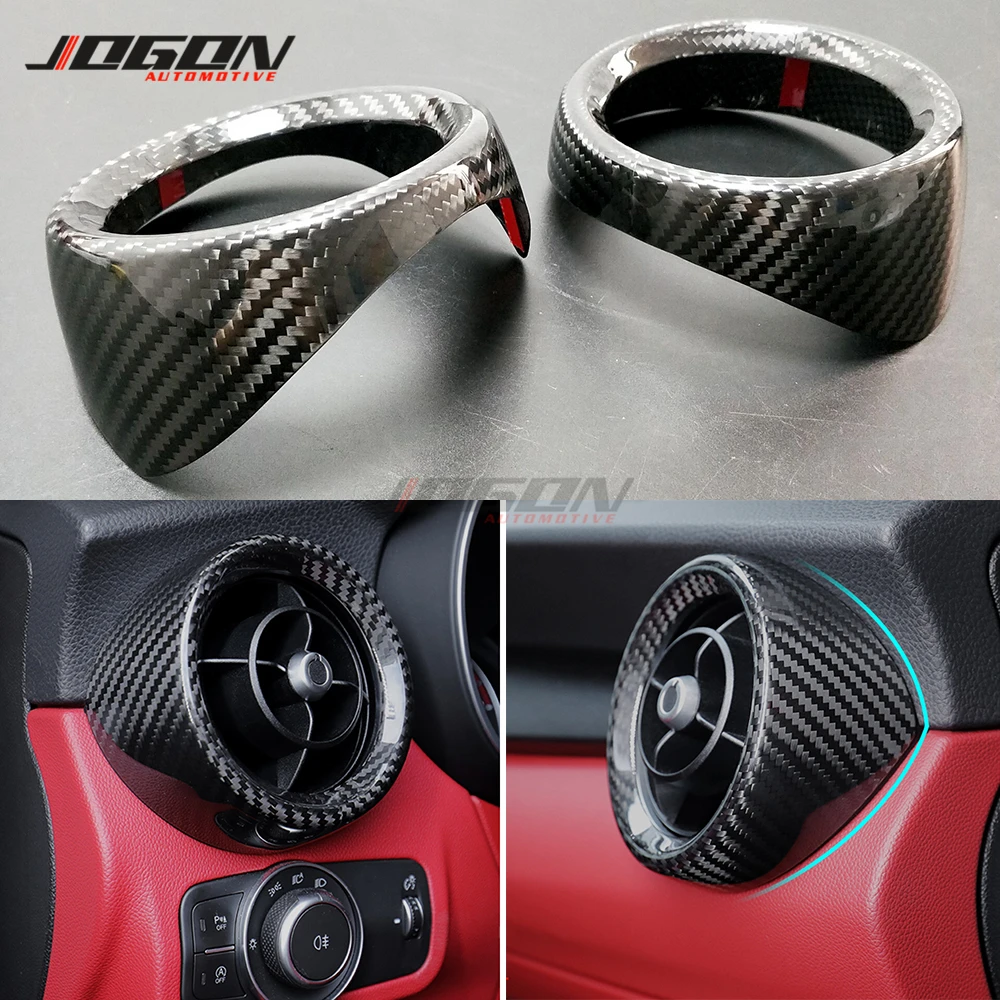 Real Carbon Fiber For Alfa Romeo Stelvio 949 2017- 2020 Car Accessories Dashboard Console Air Condition Side AC Vent Cover Trim