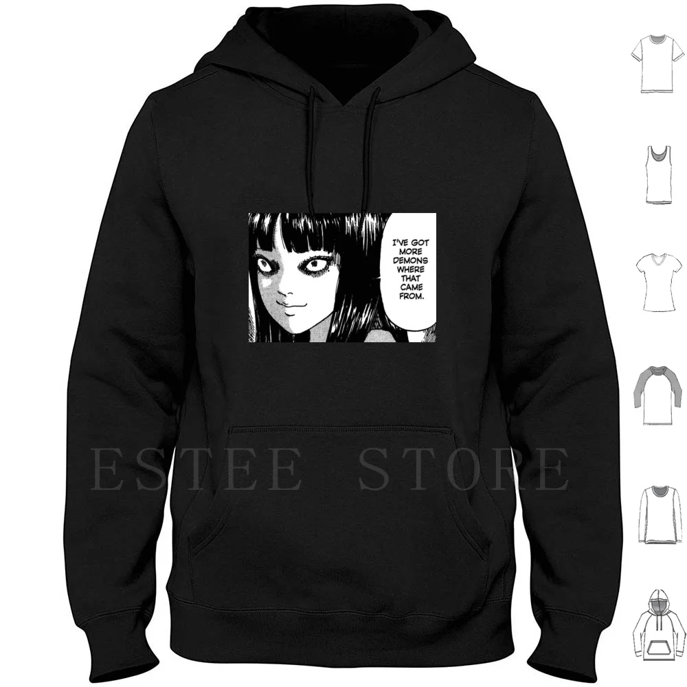 

Толстовки Tomie с длинным рукавом Tomie Ito Horror Ghost Demon Girls Милая японская манга Черный Белый
