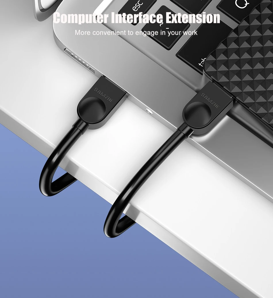 SAMZHE USB zu USB 3,0 Verlängerung Kabel Stecker auf Stecker 2,0 Verlängern Kabel Für PC TV PS4 Computer Laptop Extender – Detail 4