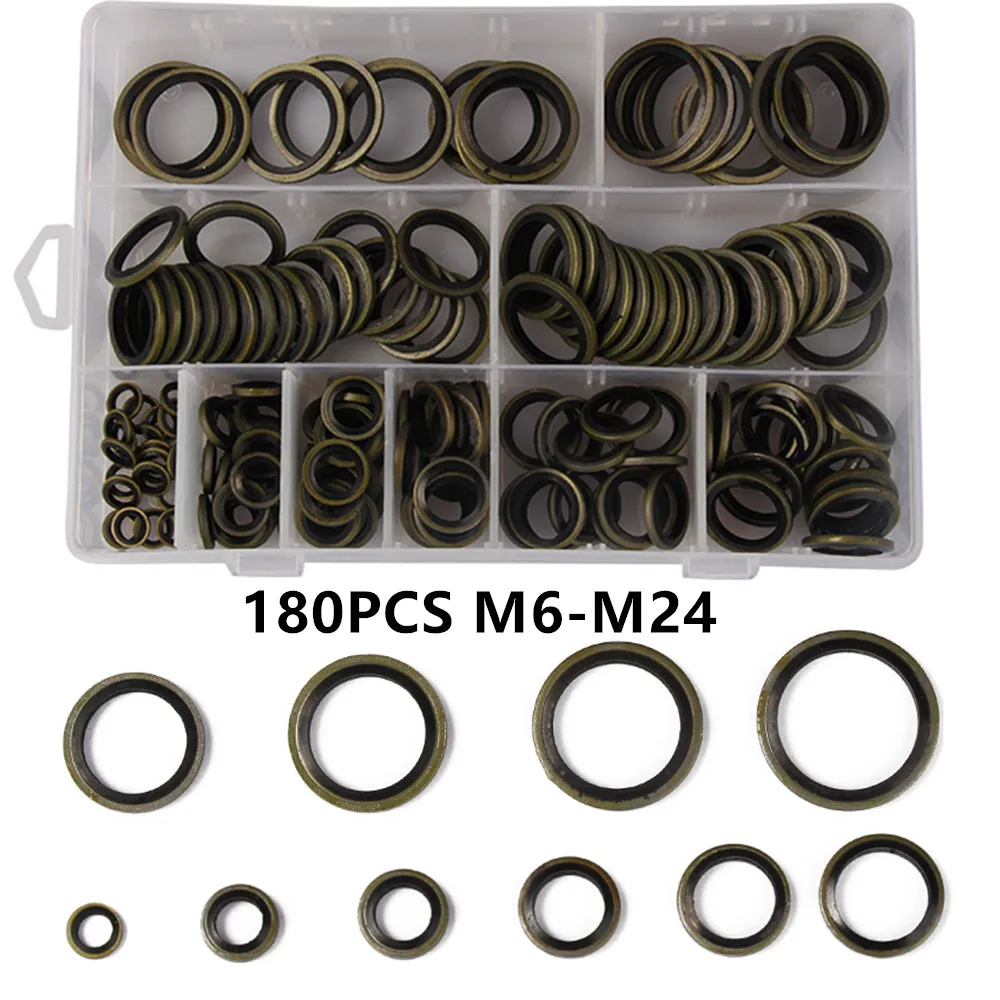 

180PCS M6-M24 Mechanical Modification Washers Sealing High Pressure Gasket High Temperature Pipeline Valve O-ring Gasket Kit