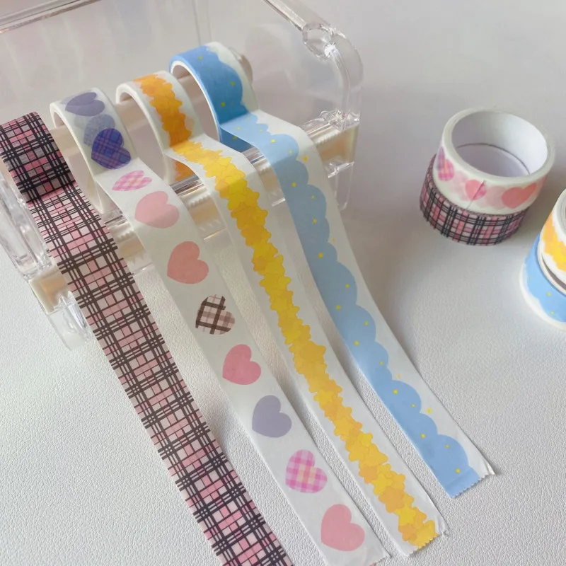 

Ins Color Vintage Lattice Love Washi Tape Envelope Card Sealing Sticker Hand Account Stationery Diy Decorative Tape 3m Tear Able