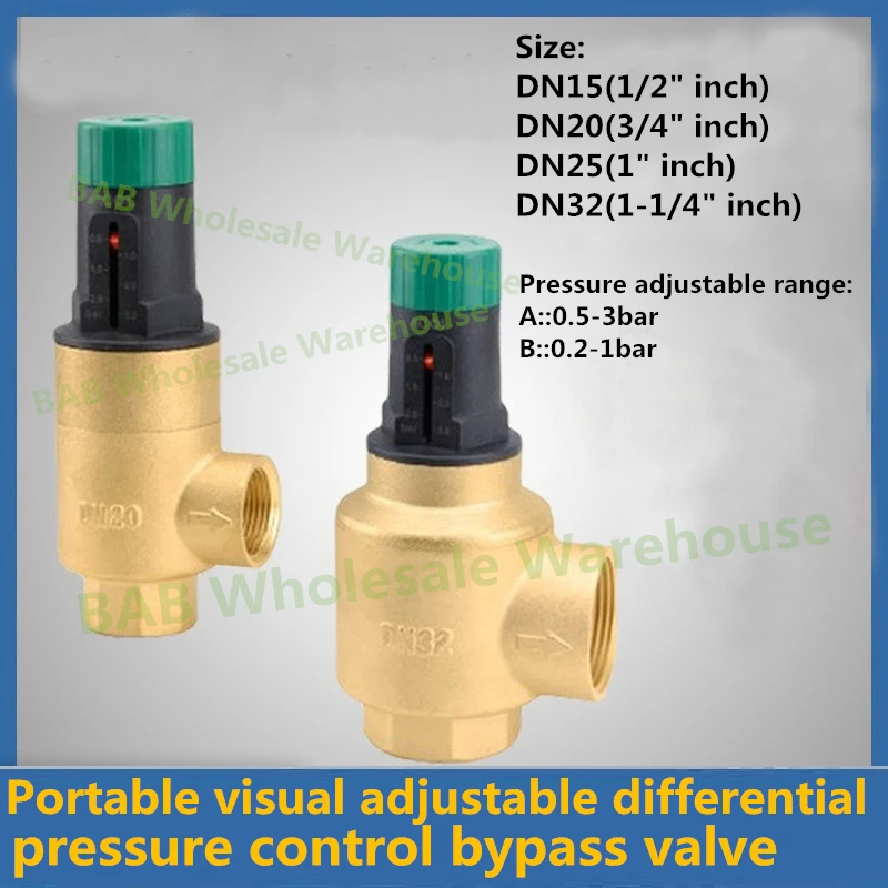 

Portable visual adjustable differential pressure control bypass valve for Air conditioning system and floor heating system