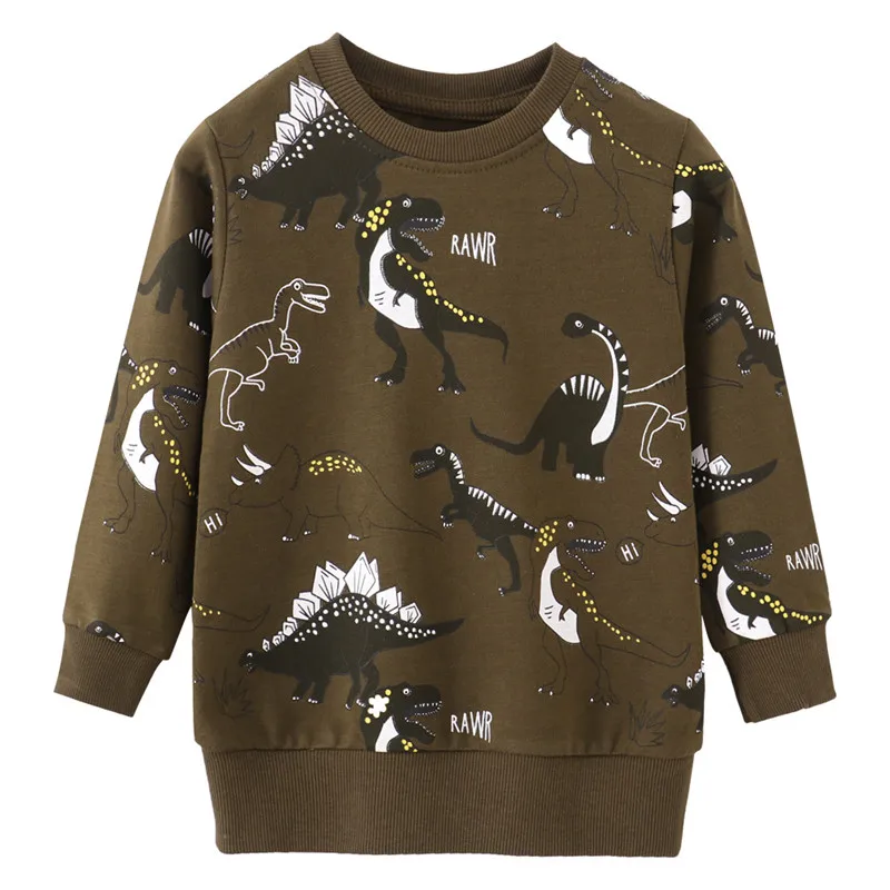 Jumping Meters 2-7T New Arrival Dinosaurs Sweatshirts Cotton Boys Girls Autumn Spring Clothes Hot Selling Sport Shirts Kids Wear