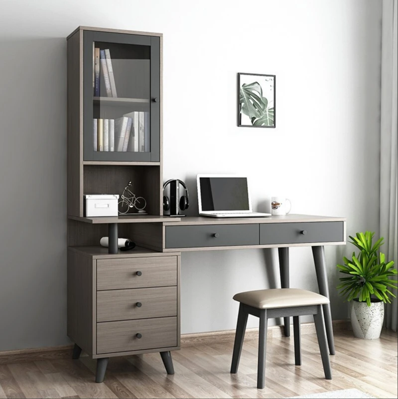 Desk with bookshelf combination modern table chair study laptop table