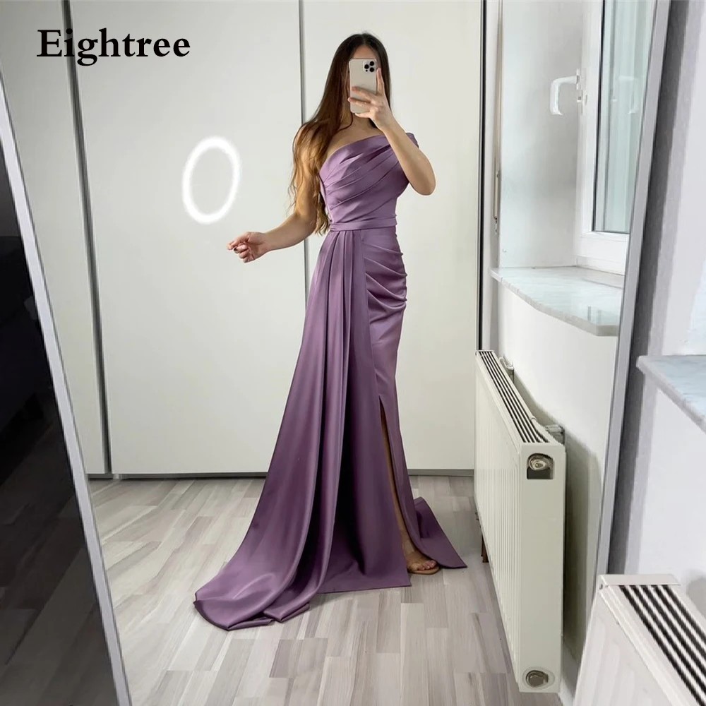 Vestidos de Noche largos con abertura lateral, color morado, sin mangas, para novia, formales, modernos, para fiesta de graduación