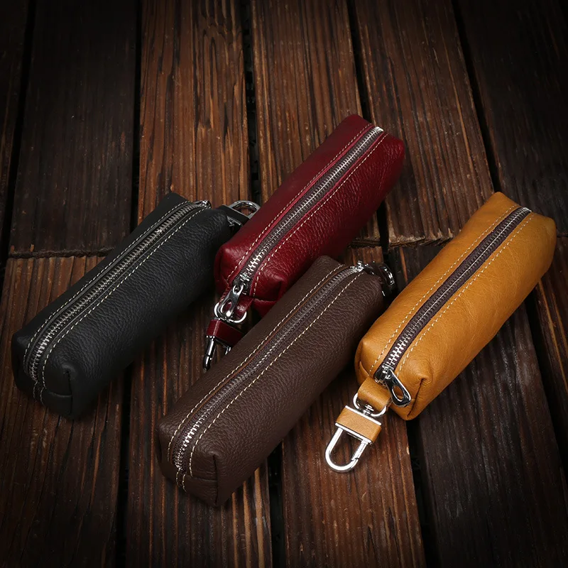 2021 New Genuine Leather Keychain Men Women Key Holder Organizer Pouch Cow Split Car Long Key Bag Housekeeper Key Case wallet