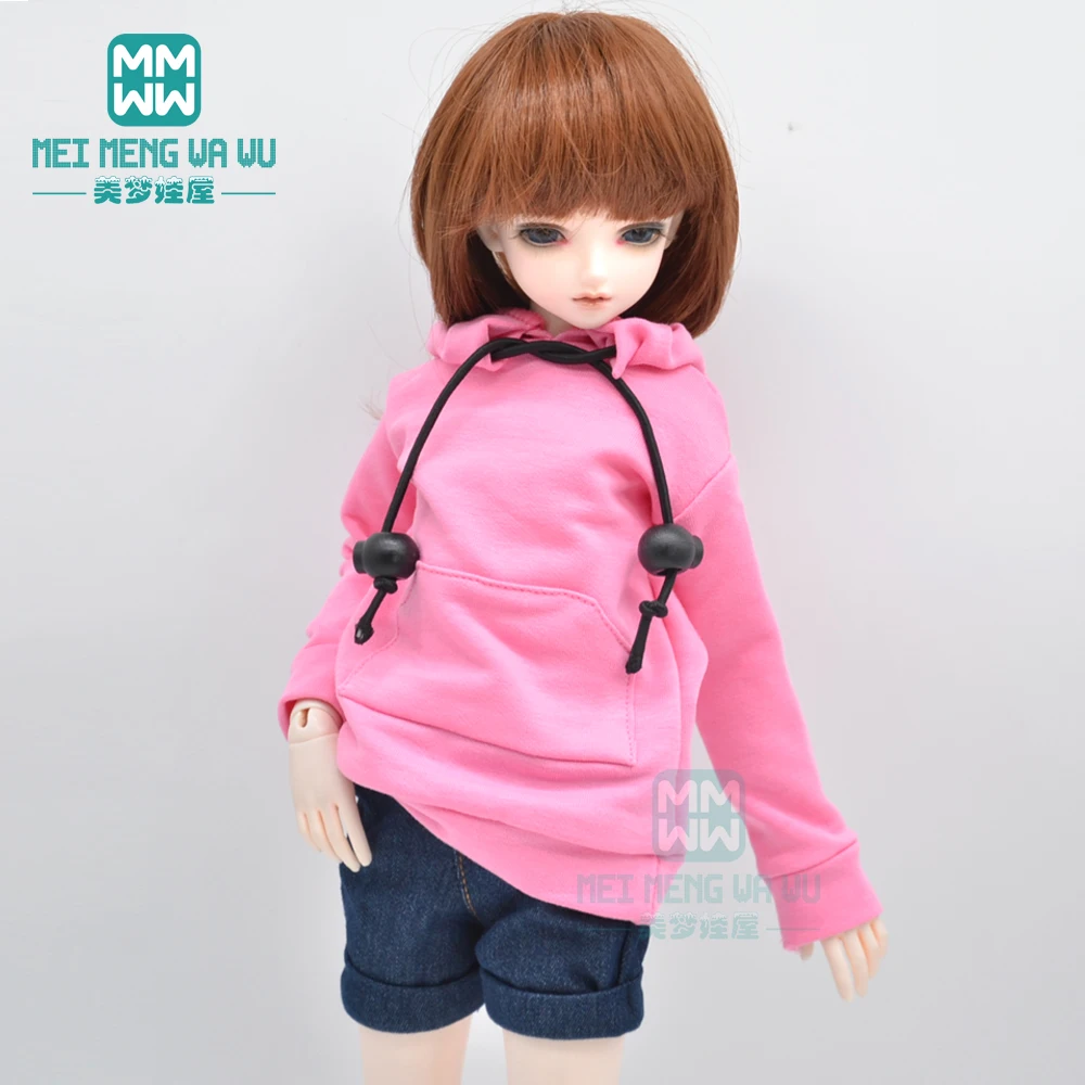 Fits1/6 1/4 BJD ropa para muñeca inteligente, suéter con capucha de moda, blanco, negro, rojo y rosa