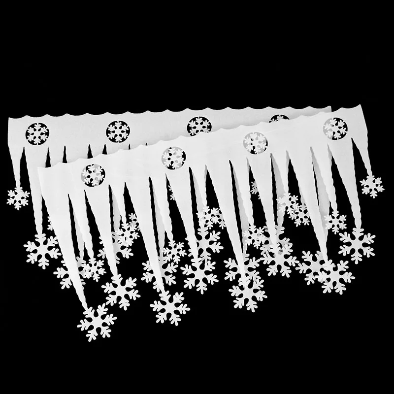 2pcs/lot Christmas White Snowflake Artifical Snow Ice Strip Xmas Decoration Ornament Pendants Festival Party Window Decoration