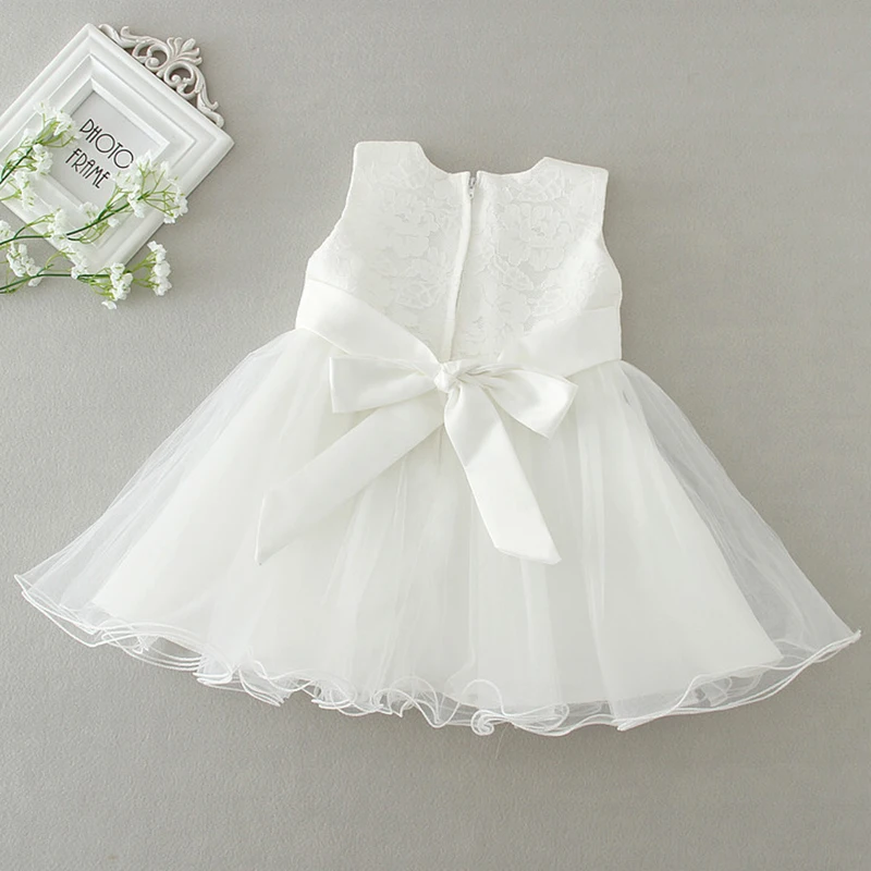 2024 New Summer 0-24M Infant Baby Girls White Lace Princess Dress Baptism Dresses Baby Birthday Wedding Party Evening Dress