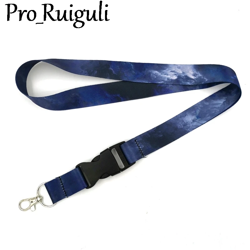 Nebula Starry Sky Anime Lanyard Badge Holder ID Card Lanyards Mobile Phone Rope Key Lanyard Neck Straps Keychain Key Ring