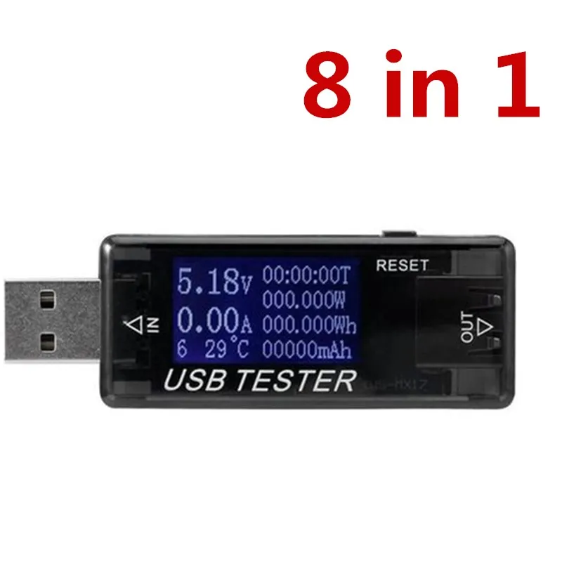 8 in1 QC2.0 3.0 4-30 فولت الطاقة الكهربائية USB قدرة جهاز قياس الجهد الكهربائي الحالي متر رصد الفولتميتر مقياس التيار الكهربائي