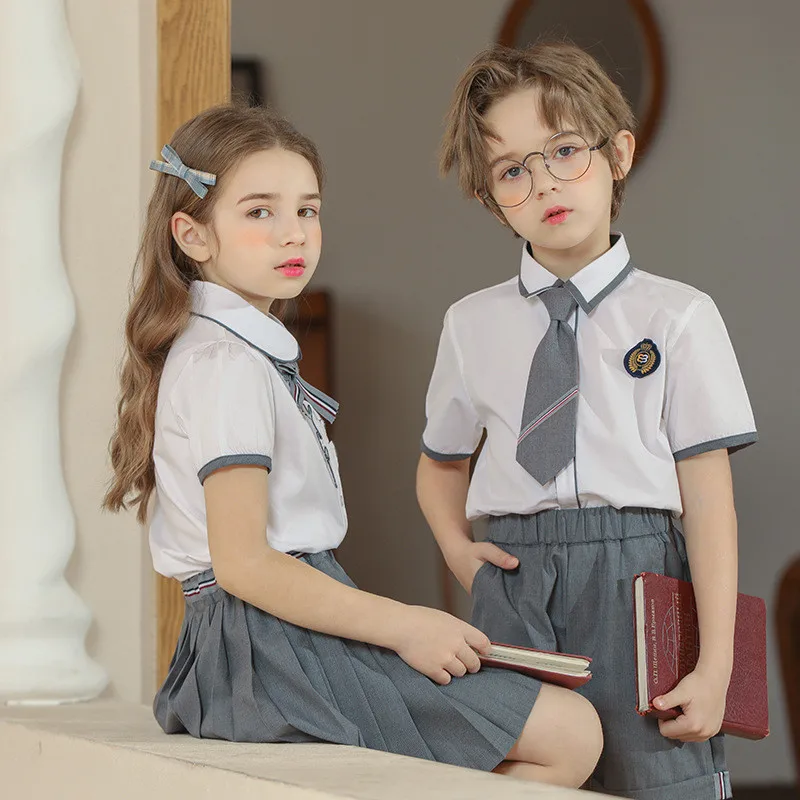 Children's School Uniforms College Style Collective Fashion Trend British Costumes Girls Skirts Boys Pants Shirts 2022 New Style