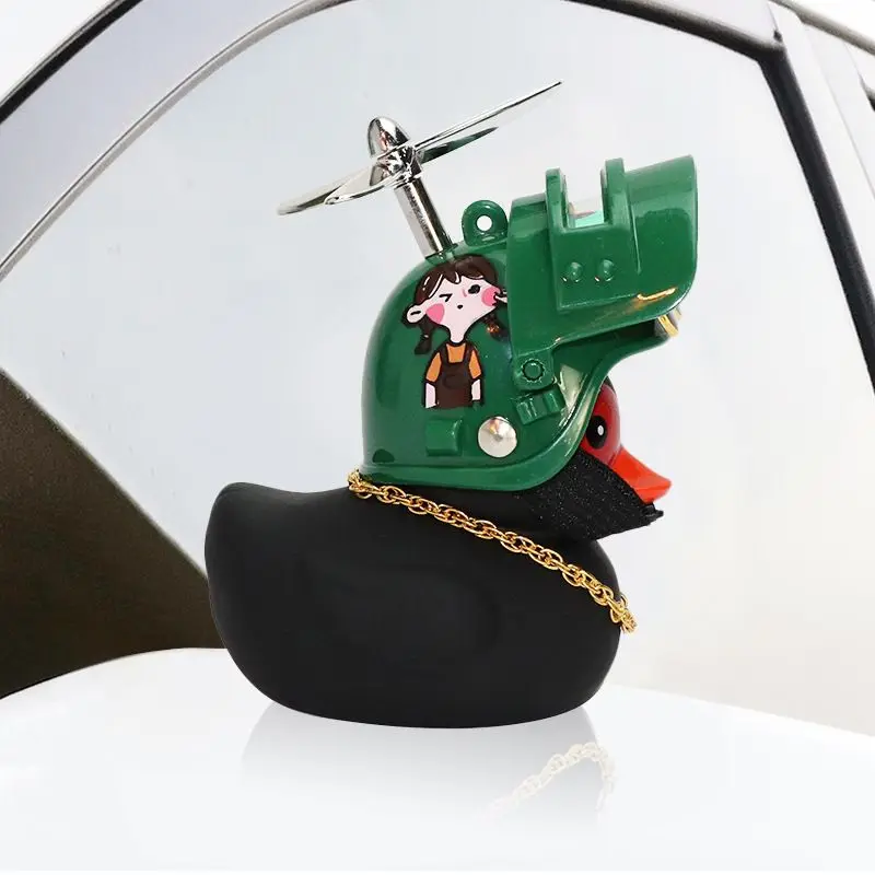 Hot ! Car Duck With Helmet Car Dashboard Rearview Mirror Lovely Duck without lights Car Accessries Interior Decoration Ornaments