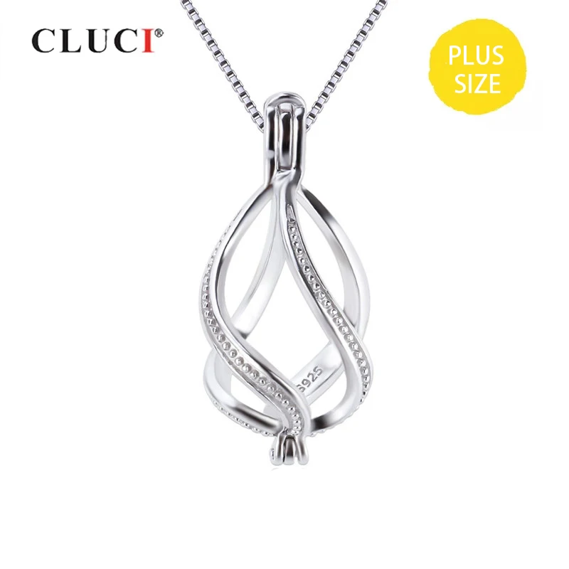 CLUCI 925 Sterling Silver Pendant Twisted Charms Pendant for Women Jewelry Silver 925 Locket for 10-14mm Pearl SC368SB