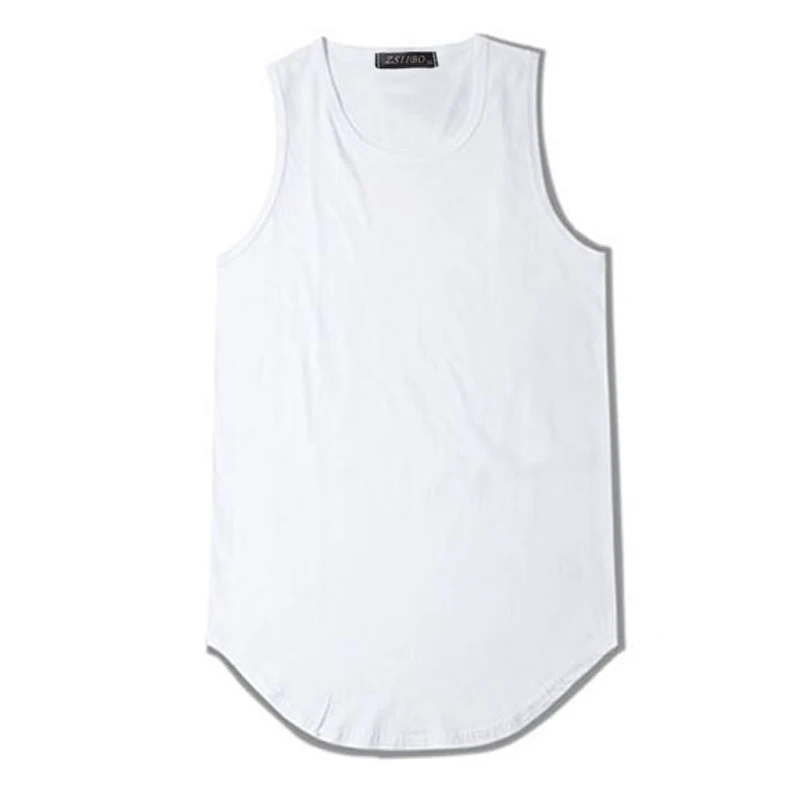 Streetwear Sleeveless Curved Hem Long line Tops Summer Hip Hop Extended tank top men Vintage Cool Urban Blank Vest TX151-R