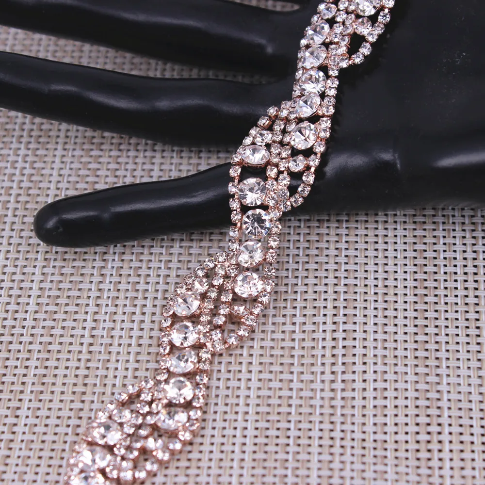 shiny glass crystal chain rhinestone trim silver crystal chain decoration wedding dress accessories